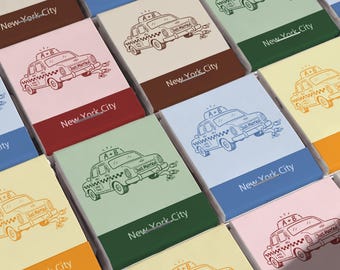 Custom Wedding Matchbooks, Personalized Matchbook Favors, NYC City Favor, Vintage Taxi Guest Gifts, Rehearsal Dinner Reception Decor
