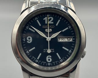 Vintage Seiko 5 7S26-02W0 Automatic 21 Jewels Black Men's Watch