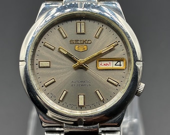 Klasyczny zegarek męski Seiko 5 7S26-01Z0 Automatic 21 Jewels Grey | Japonia