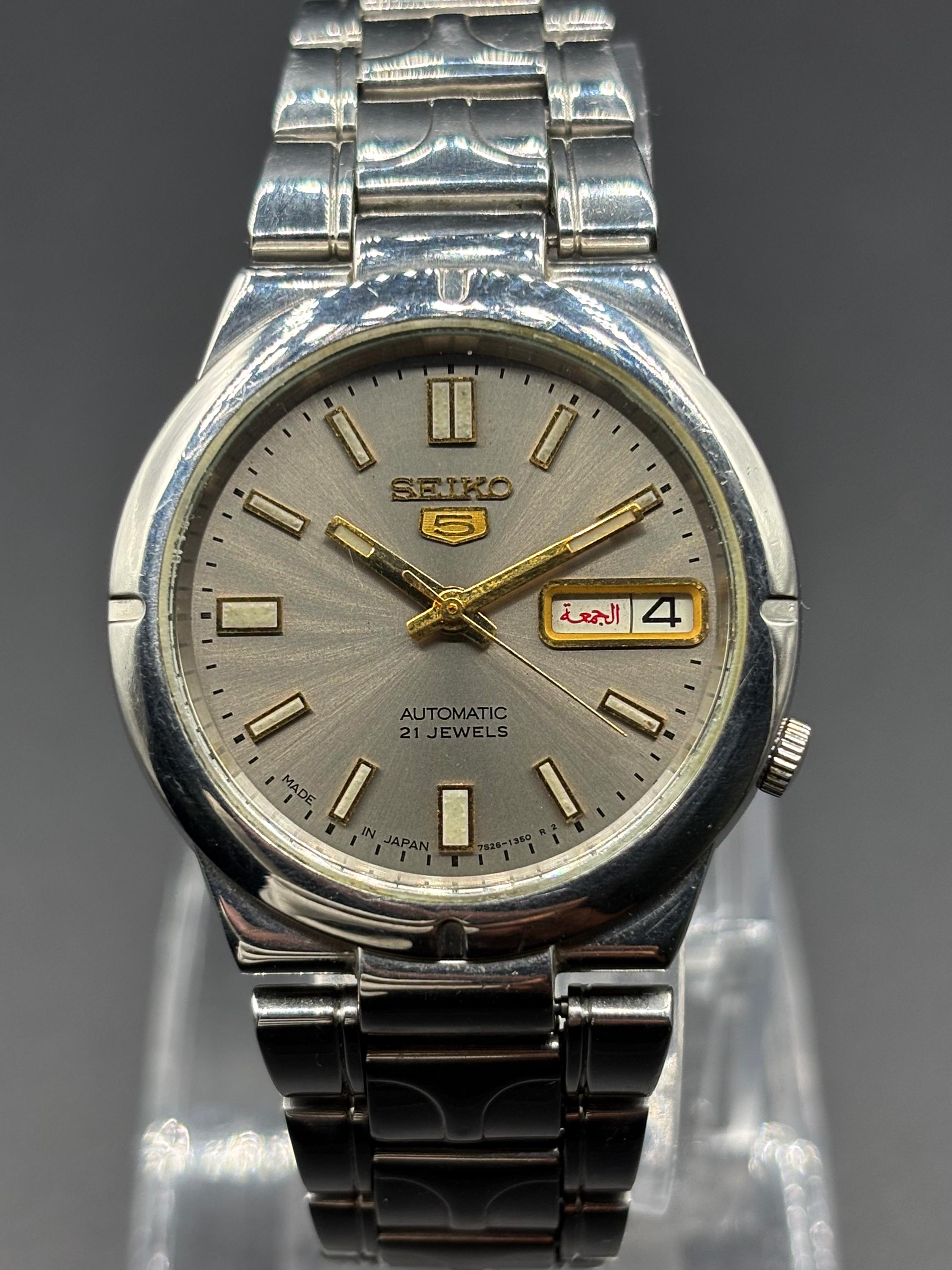 Vintage Seiko 5 7S26-01Z0 Automatic 21 Jewels Grey Men's Watch