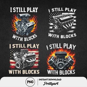 Todavía juego con bloques PNG / Divertido diseño de motor de mecánico 4 / Humor de garaje Descarga digital / Motor de coche PNG / Regalo de mecánico 4