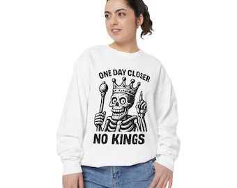 One Day Closer Skeleton Sweatshirt – Anti-Monarchy, Protest & Pro-Democracy Graphic Crewneck