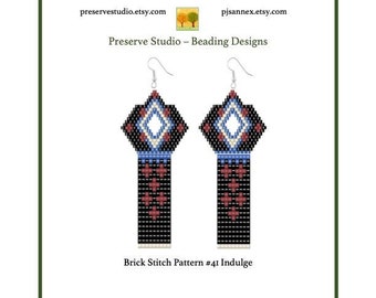 Brick Stitch Earring Pattern, Fringe Earrings, Delica Beading Pattern, Drop Earrings, #41 Indulge