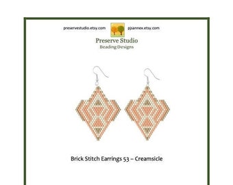 Brick Stitch Earring Pattern, Brick Stitch, Delica Beading Pattern, Drop Earrings, 52 Fiesta