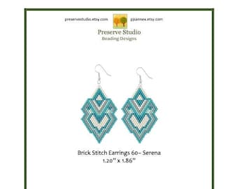 Brick Stitch Earring Pattern, Brick Stitch, Delica Beading Pattern, Drop Earrings, 60 Serena