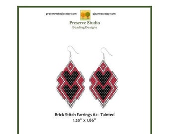 Brick Stitch Earring Pattern, Brick Stitch, Delica Beading Pattern, Drop Earrings, 62 Tainted