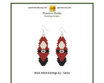 Brick Stitch Pattern, Delica Beading Pattern, 63 Santa