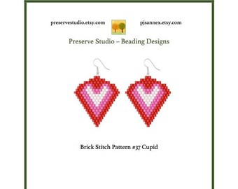 Brick Stitch Pattern, Pattern, Delica Bead Pattern, Brick Earring Pattern 37 Cupid