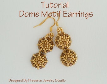 Bead Pattern, Earring Tutorial, Seed Bead Pattern, Beading Tutorial, DIY Earring Tutorial, Earring Tutorial, Dome Motif Earrings