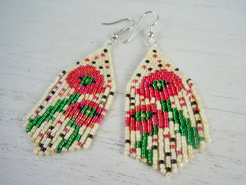 Brick Stitch Pattern Fringe Earrings Brick Earring Pattern - Etsy