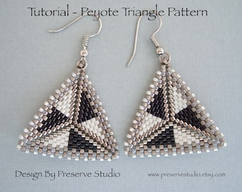 Peyote Earring Pattern, Peyote Triangle, Seed Bead Pattern, Bead Triangle Pattern, Beading Tutorial, Peyote Stitch, Earring Tutorial