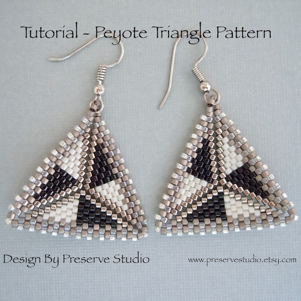 Peyote Earring Pattern, Peyote Triangle, Seed Bead Pattern, Bead Triangle Pattern, Beading Tutorial, Peyote Stitch, Earring Tutorial