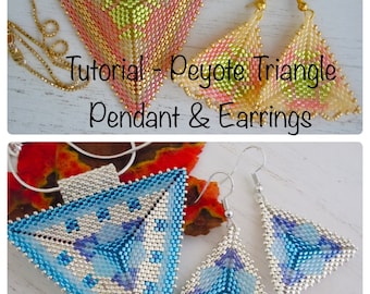 Pendant Peyote Earring Pattern, Seed Bead Pattern, Delica Bead, Beading Tutorial, Peyote Stitch, Pendant Earring Tutorial #14 #15