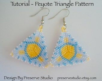 Peyote Earring Pattern, Seed Bead Pattern, Delica Bead, Triangle Pattern, Beading Tutorial, Peyote Stitch, Earring Tutorial