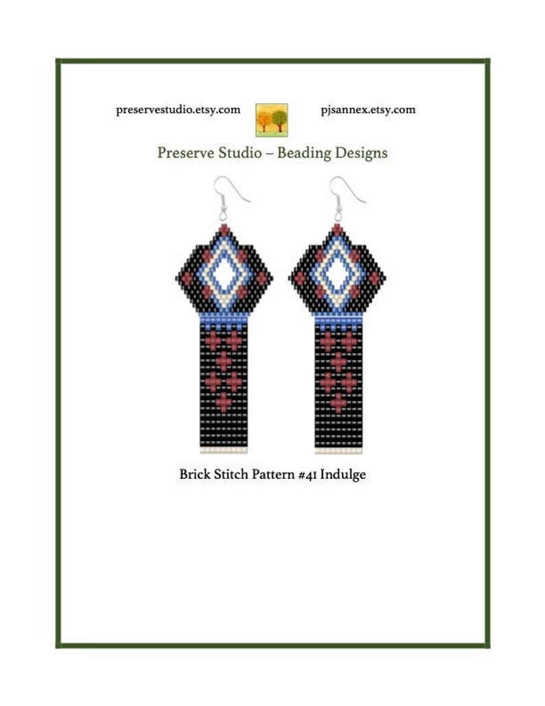 Brick Stitch Earring Pattern, Fringe Earrings, Delica Beading Pattern, Drop Earrings, 41 Indulge image 1