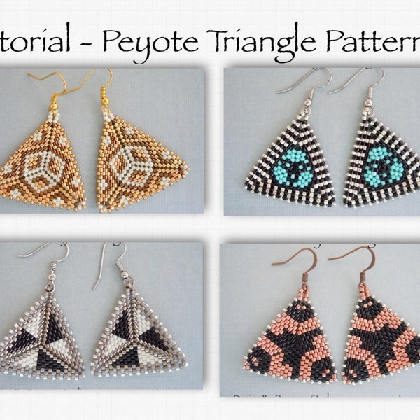 Peyote Beading Tutorial, Beading Tutorial, Triangle Peyote Pattern, Seed Bead Patterns, Beaded Triangle Pattern, DIY, Peyote Stitch