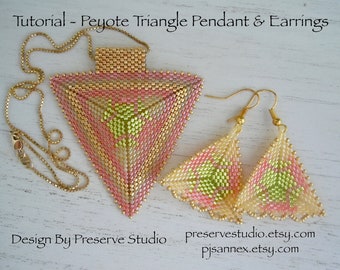 Peyote Pendant Earring Pattern, Seed Bead Pattern, Delica Bead, Beading Tutorial, Peyote Stitch, Pendant Earring Tutorial #15