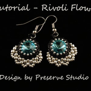 Beading Tutorial, Peyote Pattern, Beaded Earring Tutorial, Earring Tutorial, Earring Pattern, Delica Beads, Rivoli Pattern, Earring Pattern image 1