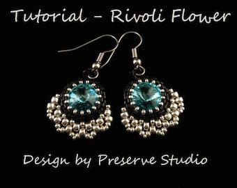 Tutoriel De Perlage, Motif Peyotl, Tutoriel De Boucle D'oreille Perlée, Tutoriel De Boucle D'oreille, Motif De Boucle D'oreille, Perles Delica, Motif De Rivoli, Motif De Boucle D'oreille