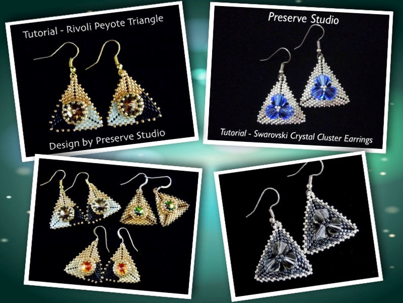 Tutorial, Beading Tutorial, Triangle Peyote Pattern, Seed Bead Patterns, Beaded Triangle Pattern, DIY Earrings, Peyote Stitch image 1