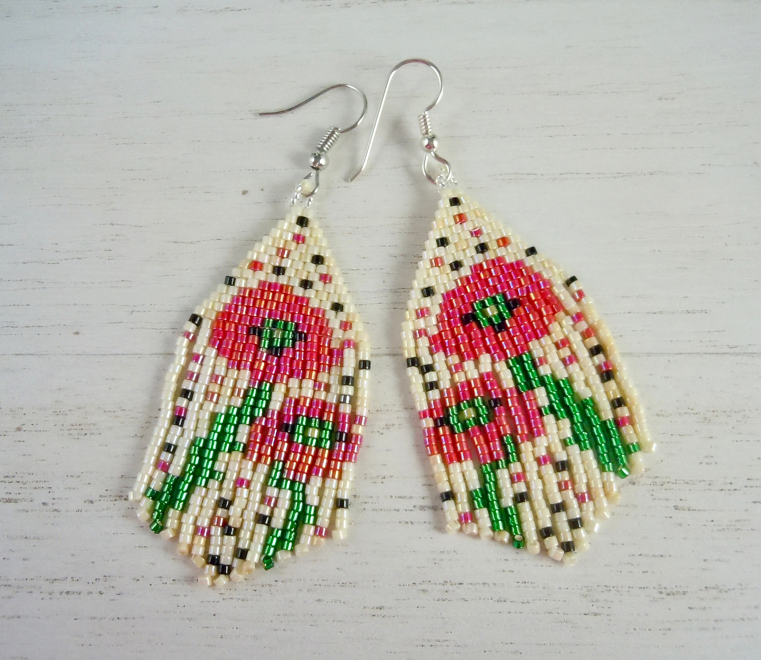 Brick Stitch Pattern Fringe Earrings Brick Earring Pattern - Etsy