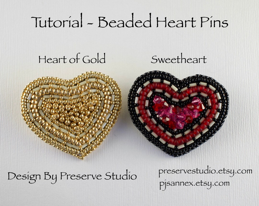 Beading Tutorial, Bead Embroidery Tutorial, Beaded Heart Pin, Valentine