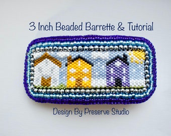 Beaded Barrette Tutorial, Bead Embroidery, Tutorial, Beaded Barrette, Delica Seed Bead Pattern, Peyote Pattern