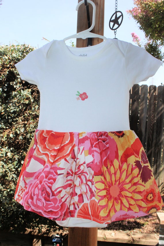 Pink and Orange Floral Fabric Embroidered Baby Girl Dress Size 18 Months -  Etsy Canada
