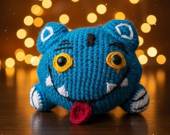 Blue Derpy Tiger Crochet Pattern | Kpop Demon Hunters Plush | Derpy Amigurumi Pattern PDF | No-Sew Cute Animal Pattern | Digital Download |