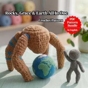 Project Hail Mary Bundle Pattern | Rocky The Eridien Crochet Pattern | Grace & Earth Amigurumi Doll | Diy Plush Pdf | Beginner Friendly |