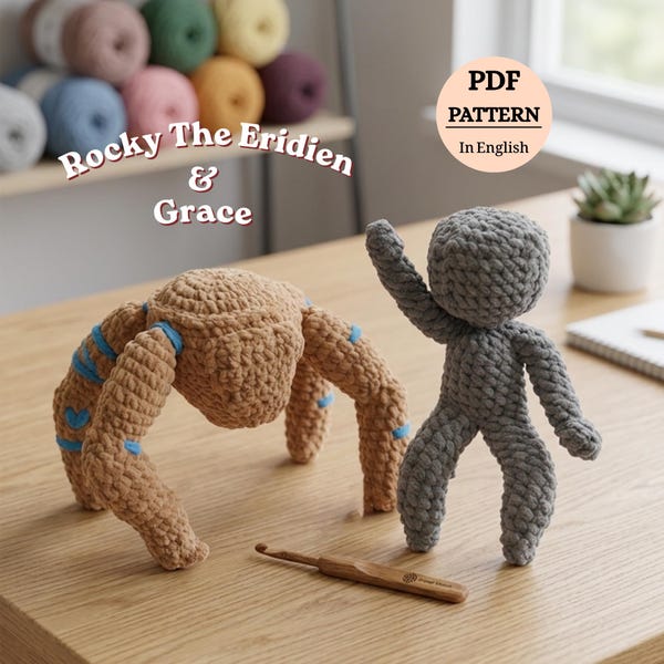 Patrón de ganchillo de Rocky el Eridiano / Muñeca amigurumi Ave María del Proyecto Grace / Patrón de peluche inspirado en el bricolaje en formato PDF / Patrón apto para principiantes /