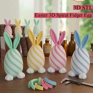 3D Paashaas Fidget Egg STL | Bunny Passthrough Fidget Egg | Lente-decorbestand | Paasmand konijn Swirl | Opvulspeelgoed voor paasmanden |