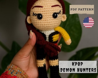Crochet Rumi Pattern Kpop Demon Hunters | Girl Group Kpop Amigurumi Doll | Digital Chibi Doll Pattern PDF | Cute Handmade Doll Download