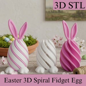 3D Easter Bunny Fidget Egg STL | Bunny Passthrough Fidget Egg | Spring Decor File | Bunny Swirl Easter Basket | Easter Basket Filler Toys |