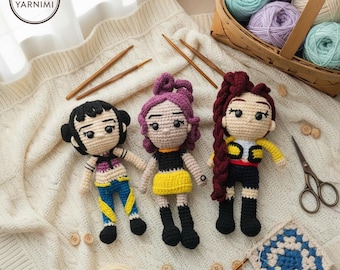 Kpop Demon Hunters Crochet Pattern | Huntrix Girl Group Crochet Dolls | Demon Hunters Rumi, Mira & Zoey Amigurumi Pdf | Digital Download