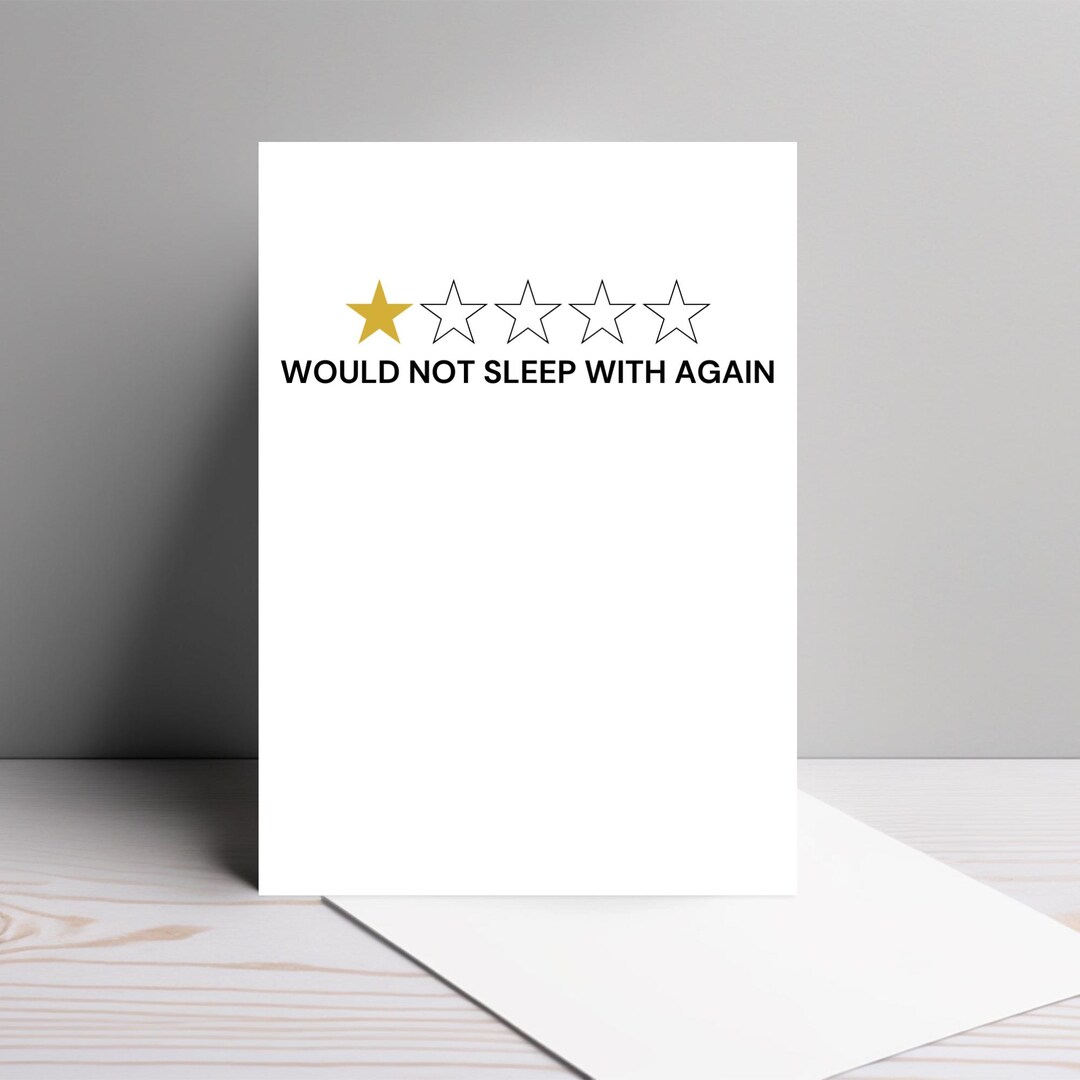 Would Not Sleep With Again Card | Funny One Star Review Card | Breakup ...
