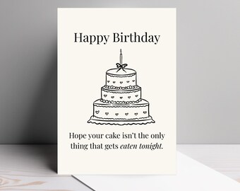 Funny Adult Birthday Card: Spicy Cake Humor, Handmade 5x7 Greeting Card