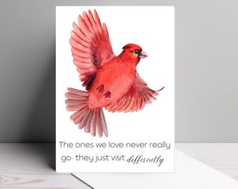 Watercolor Cardinal Sympathy Card | Memorial Bereavement Card