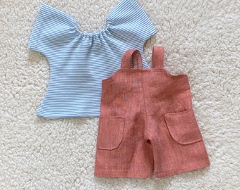 Organic Overall Shorts Outfit for a 16 Inch Waldorf Doll