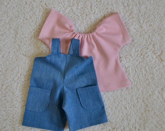 Overall Shorts Outfit for a 16 Inch Waldorf Doll