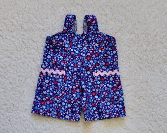 Short Overall with Pockets for a 16 Inch Waldorf Doll, Floral Print