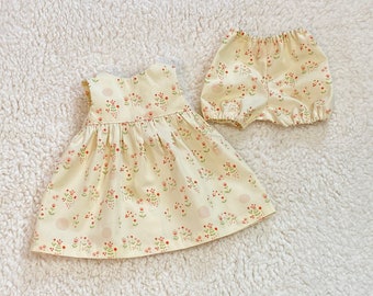 Waldorf Doll Clothes, Organic Dress and Bloomers Set for a 16 Inch Doll