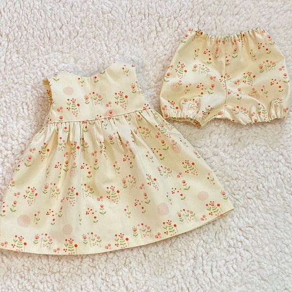 Waldorf Doll Clothes, Organic Dress and Bloomers Set for a 16 Inch Doll