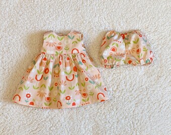 Organic Cotton Dress and Short Bloomers for a 16 Inch Waldorf Doll