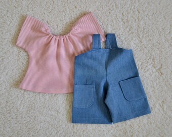 Overall Shorts Outfit for a 16 Inch Waldorf Doll