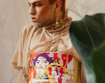 Handbroderad överdel med Klimt-motiv, unikt art déco/jugendstycke