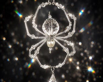Crystal Spider Suncatcher | Glass Beaded Hanging Ornament