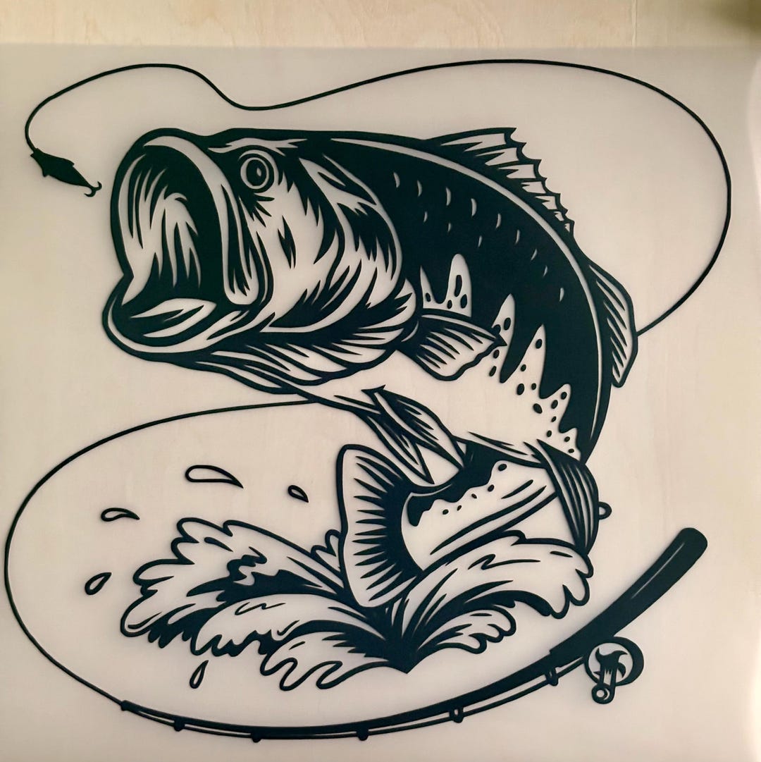 Jumping Bass Fishing Decal: Waterproof Vinyl Sticker for Anglers - Etsy