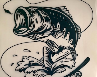 Jumping Bass Fishing Decal: Waterproof Vinyl Sticker for Anglers