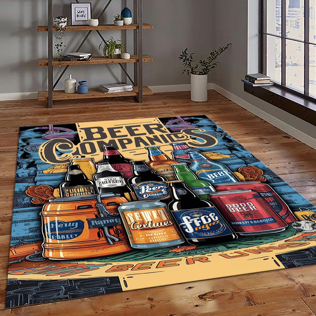 Personalized Beer Area Rug: Modern Pub Decor, Man Cave Design - Etsy